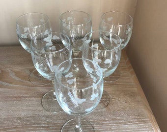 Set of 6 Wine Glasses, Retro/Vintage Glasses 1960s