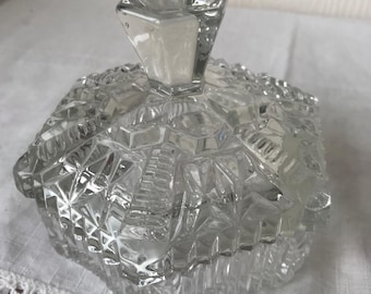 Glass Trinket Dish, Dressing Table, Pressed Glass, Depression Glass