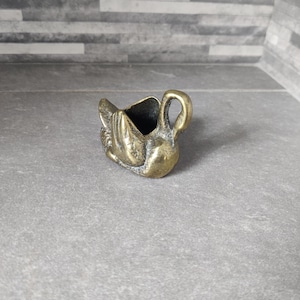 Brass Swan - Brass Animal Paperweight - Vintage Figurine Ornament - Mid Century Decor