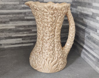 Vintage Light Beige Sylvac Hollyhocks Jug