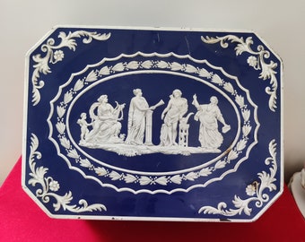 Vintage Huntley and Palmer Tin featuring wedgwood style renaissance image