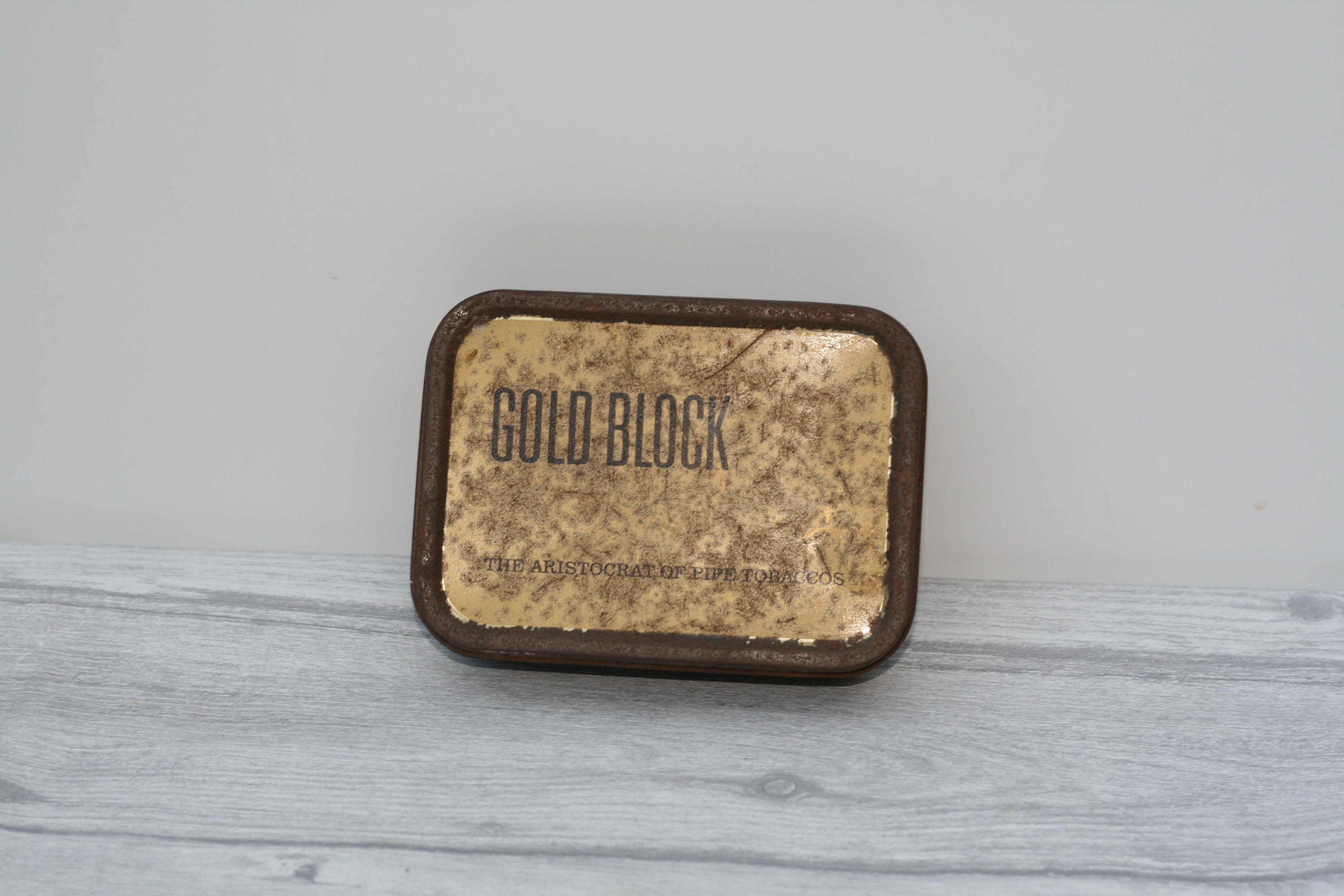 gold block tobacco tin Vintage Tin, Tin, Storage Container WW2 Canadian British GOLD BLOCK