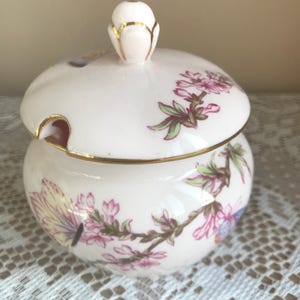 Tuscan Pink Floral Jam / Preserve Pot. Made in England.