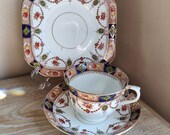Royal Vale Imari Art Deco Trio - Teacup, Saucer and Tea plate. Vintage cup and saucer. Home decor.