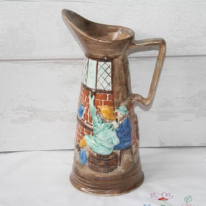 Große E. Radford Keramik England handbemalt Krug/Krug/Vase, Taverne Szene - 11&quot;, 1940er Jahre