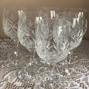 Set of 6 Crystal Sherry Glasses, Liqueur, Port, Retro/Vintage Glasses 1960s