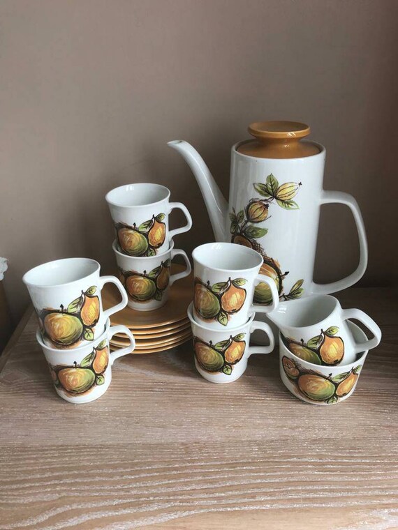 Vintage J &G Meakin Apples and Pears Coffee Set - Etsy UK