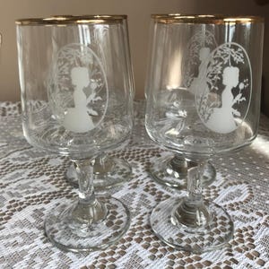 Set of 4 Sherry Glasses, Liqueur, Port, Retro/Vintage Glasses 1960s