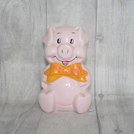 かわいいピンクの豚の貯金箱、貯金箱、貯金箱、キッチュ、レトロ
