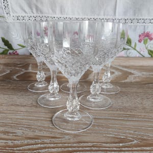 Set of 6 Small Crystal Wine Glasses, Retro/Vintage Glasses 1960s