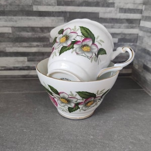 Regency Christmas Rose Flower Floral Sugar Bowl and Cream/Milk Jug