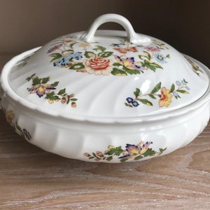Vintage Aynsley Cottage Garden Butterfly Design Vegetable Tureen / Serving Dish, Vintage Kitchen, Hostess Gift