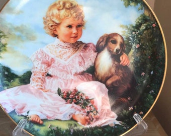 Golden Afternoon by Sandra Kuck, Decorative Plate, Collectors Plate, Collectible Plate, The Barefoot Children Plate Collection