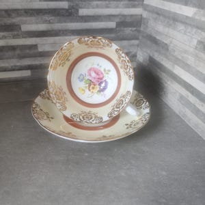 Royal Grafton Teacup and Saucer with floral pattern. Vintage cup and saucer. Home decor.