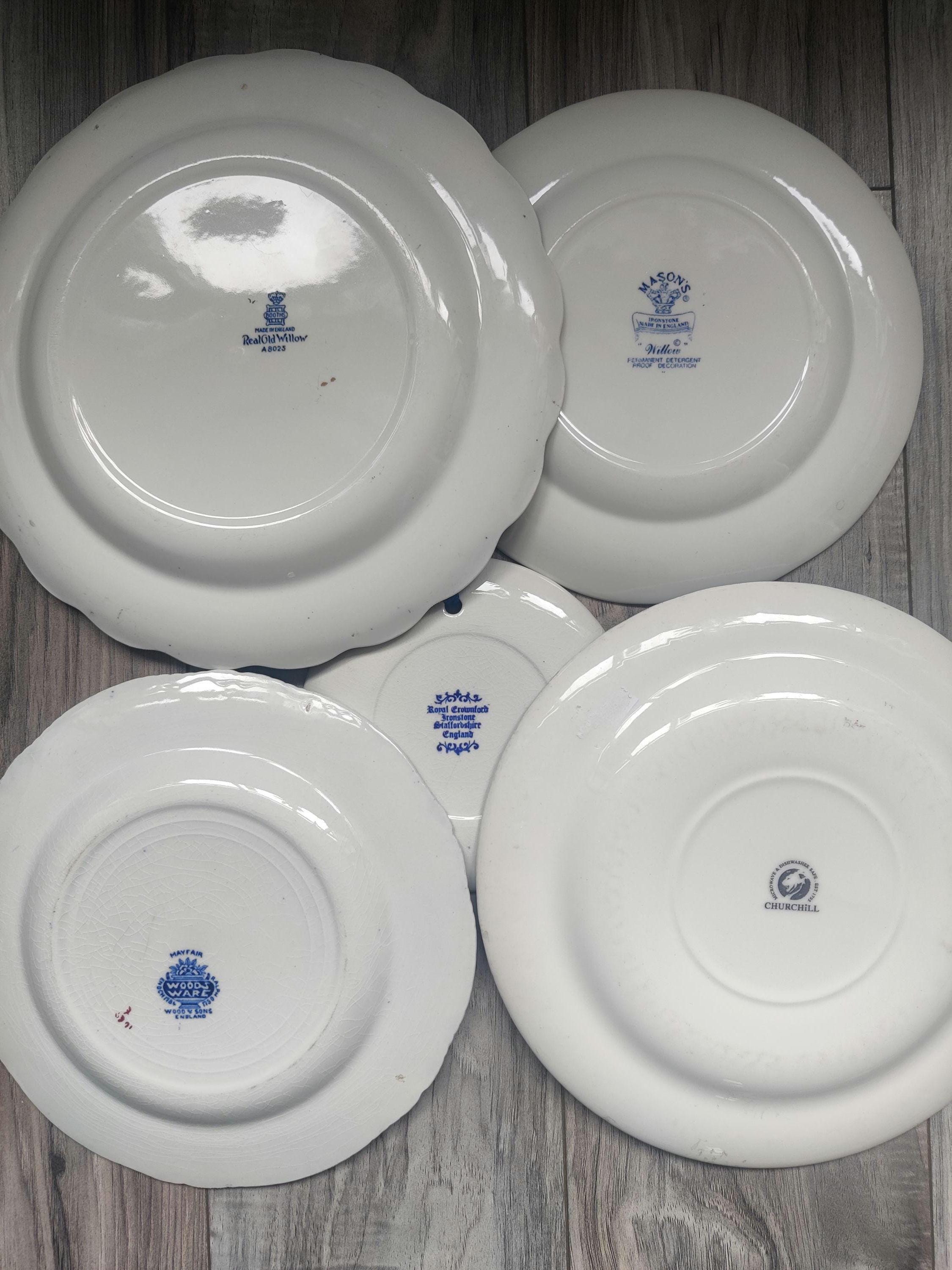5 X Blue and White Decorative Plate Set, Wall Art Decor, Classic