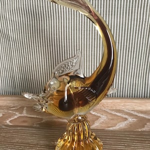Mid Century Murano Yellow Glass Fish