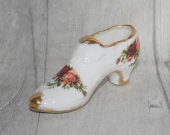 Royal Albert Shoe Trinket, Old Country Roses Shoe, Royal Albert China, English Floral Shoe Trinket, Royal Albert Miniature