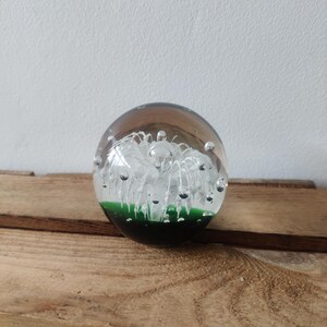 Green and White Art Glass Paperweight; Vintage Paperweight, Glass Paperweight, Hand Blown Glass, Art Glass