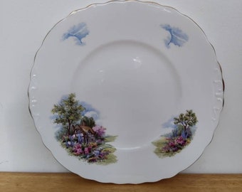 Royal Vale Cake Plate - 1960s Serving Plate, Country Cottage Pattern