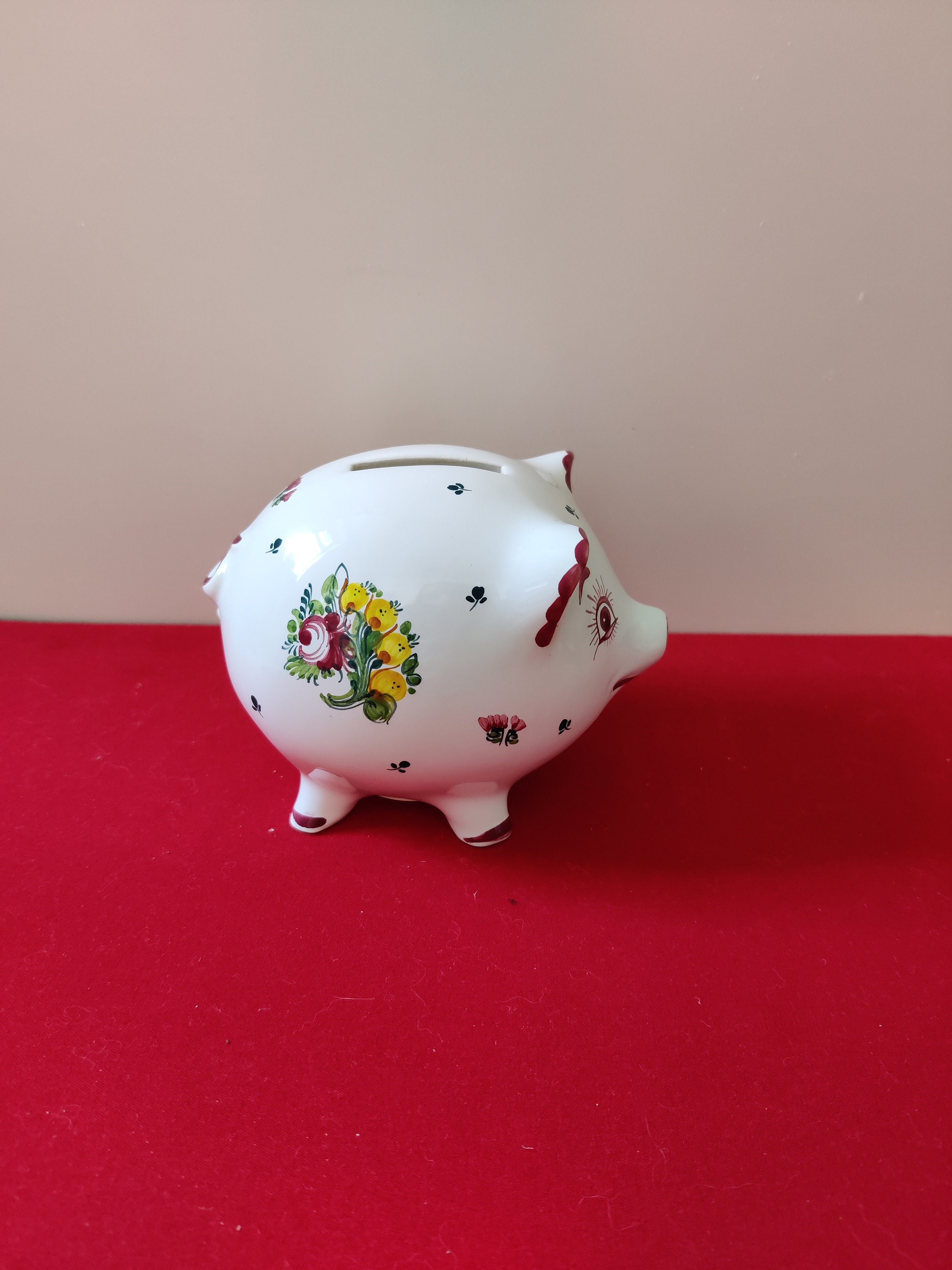 かわいいピンクの豚の貯金箱、貯金箱、貯金箱、キッチュ、レトロ