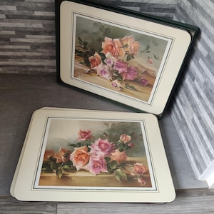 Set of 6 Vintage Jason Old Fashioned Roses Place Mats with different floral / flower images