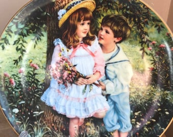 Little Sweethearts Plate by Sandra Kuck, Decorative Plate, Collectors Plate, Collectible Plate, The Barefoot Children Plate Collection