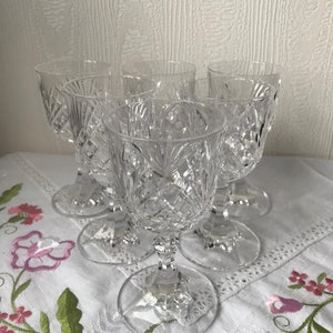 Set of 6 Small Crystal Wine Glasses, Retro/Vintage Glasses 1960s
