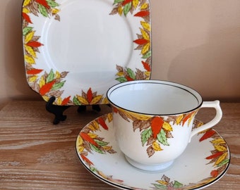 Bell China Art Deco Trio - Teacup, Saucer and Tea Plate. Vintage 1930s cup and saucer. Home decor.