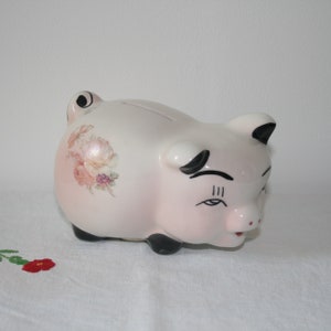 かわいいピンクの豚の貯金箱、貯金箱、貯金箱、キッチュ、レトロ