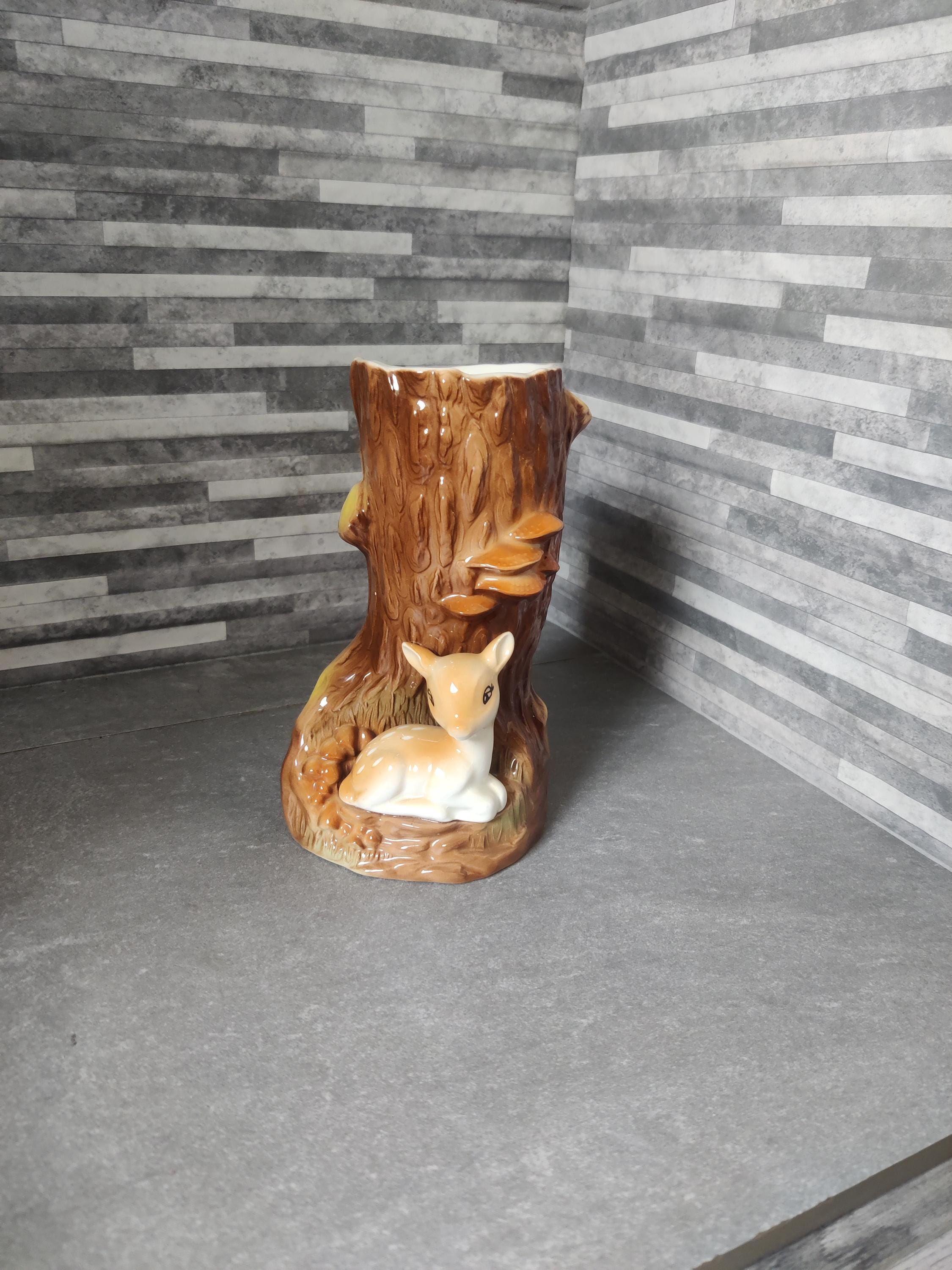 Hornsea Deer / Fawn 'caressa' Tree Stump Vase - Etsy