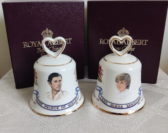Royal Albert Lady Diana & Prince of Wales Bone China Wedding Bells 1981 in Boxes, Princess Diana, Prince Charles, Royal Memorabilia