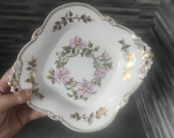 Vintage Hand painted Flowers Trinket Dish