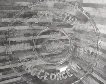 King George VI Coronation Commemorative Glass Bowl / Schotel 1937