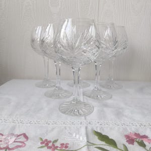 Set of 6 Crystal Goblet Glasses, Liqueur, Wine, Port, Retro/Vintage Glasses