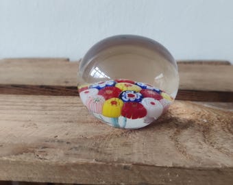Small Millefiore Art Glass Paperweight; Vintage Paperweight, Glass Paperweight, Hand Blown Glass, Art Glass