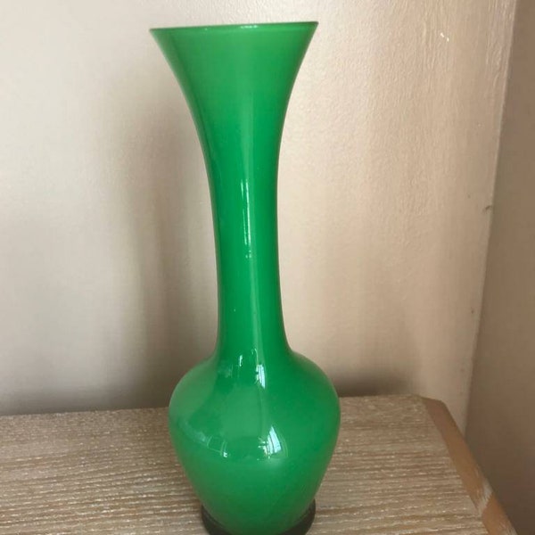 Green Glass Stem Vase