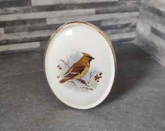 ヴィンテージ Szeiler Studio Pottery ポジー花瓶 鳥の絵付き 1960