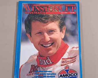 Vintage 90's NASCAR Hardcover Magazine, Winston Cup Illustrated, featuring Bill Elliott, June 1992.