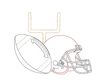 Football Helmet Goal Outline Embroidery Design