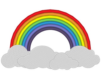 Large Rainbow Clouds Applique Embroidery Machine Design - Etsy