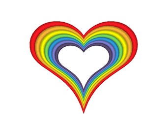 Rainbow Heart Embroidery Machine Design **11 Sizes!!!**