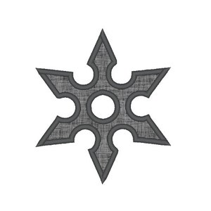 May include: A grey six-pointed star with a textured surface. The star has a circular design in the centre.