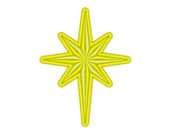 May include: A yellow star with eight points, a traditional symbol of Christmas and the holiday season.