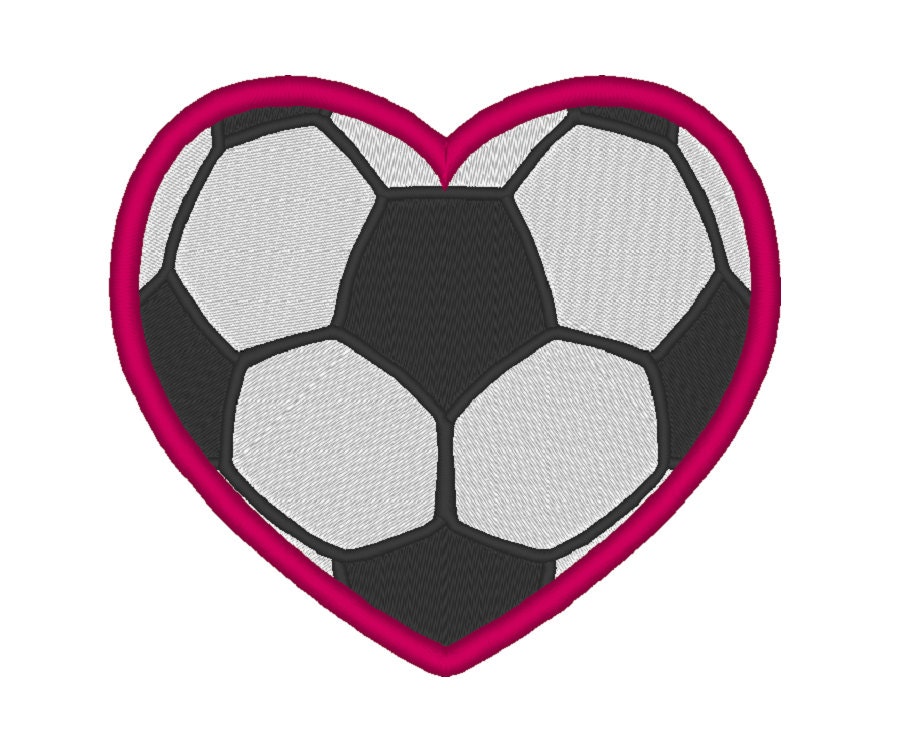 Soccer Ball Heart Love Embroidery Machine Design Etsy