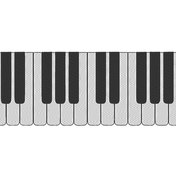 Piano Keys Music Notes Melody Tune Embroidery Design