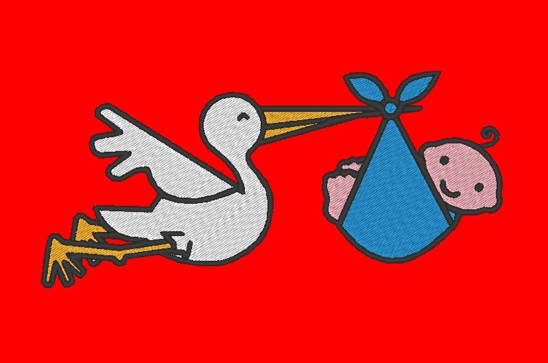 Stork and baby jessecmault design  etsy