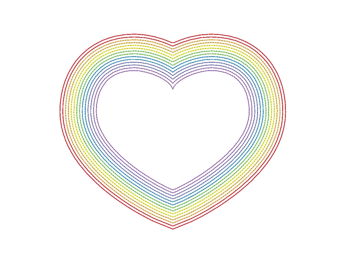 Simple Rainbow Heart Embroidery Machine Design - Etsy