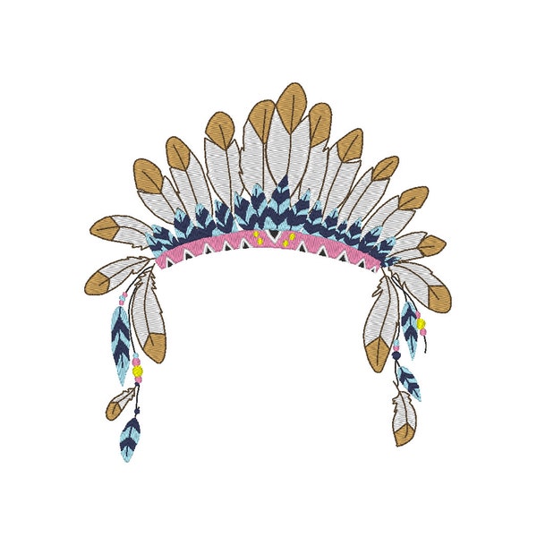 Feather Headdress Embroidery Machine Design