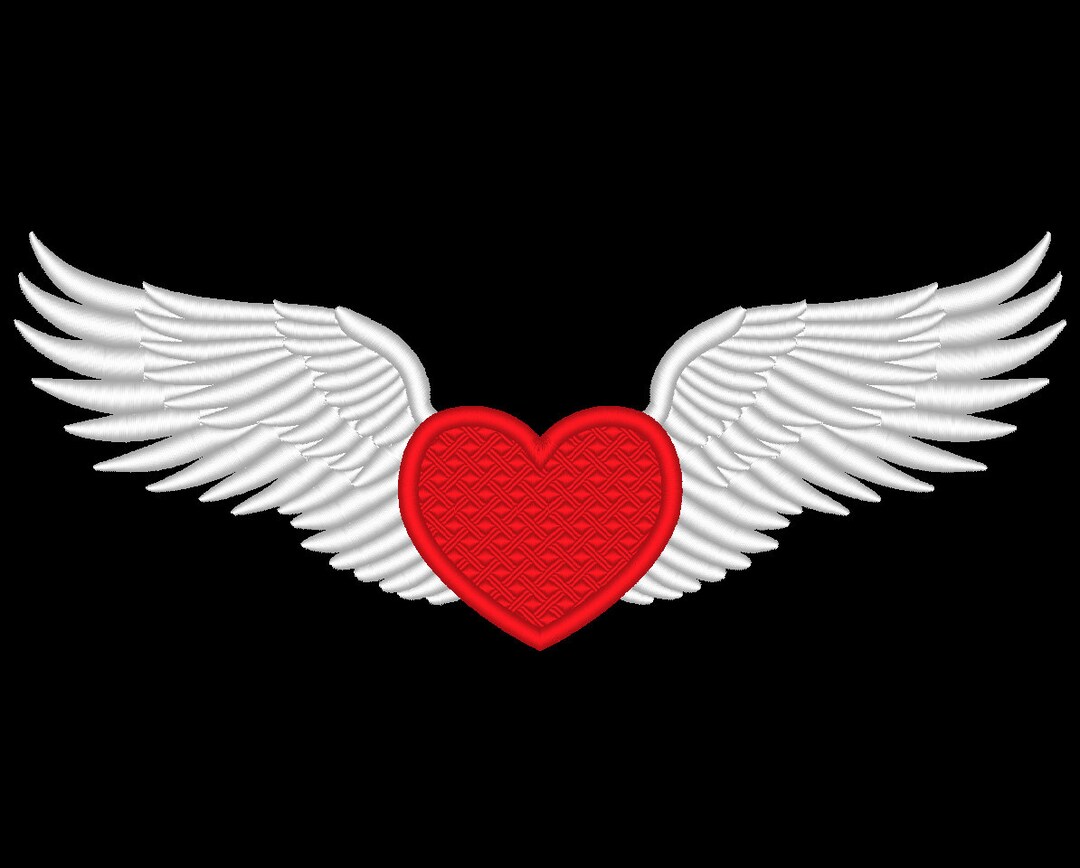 Winged Heart Wings Embroidery Design Etsy