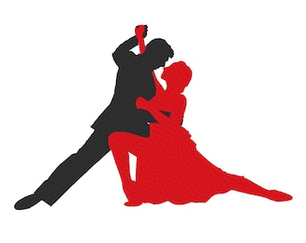 Couple Dance Dancers Silhouette Embroidery Machine Design